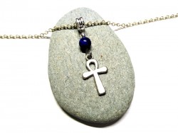 Necklace + pendant, Ankh / Cross of Life & Lapis lazuli silver Egypt jewel egyptian jewels mythology jewelry