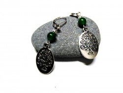Silver Earrings, Tree of life & Jade pendants spirituality & lithotherapy jewel meditation zen