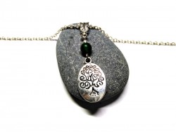 Necklace + pendant, Tree of life & Jade silver spirituality & lithotherapy jewel meditation zen