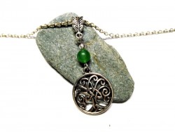 Collier + pendentif Arbre de vie avec triquètre & Aventurine argent bijou spiritualité & lithothérapie méditation celtique