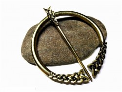 Fibula brooch - Gold Celtic penannular fibula brooch with knotworks Celtic Viking jewel medieval accessory