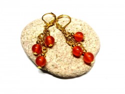 Gold Lever Back Earrings, Carnelian beads, lithotherapy jewel natural gemstone yoga meditation