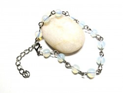 Opalite Silver Bracelet, lithotherapy jewel yoga meditation boho hippie chic
