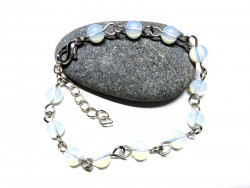 Opalite Silver Bracelet, lithotherapy jewel yoga meditation boho hippie chic