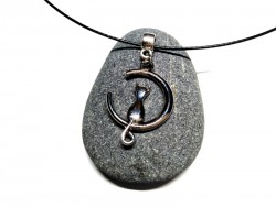Necklace + pendant, Cat in the Moon silver spirituality jewel cat moon night Wicca witchcraft witch occult pagan
