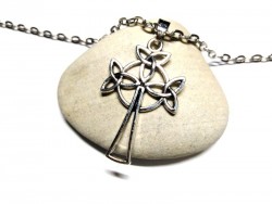 Necklace + pendant, Celtic cross with triquetras silver Celtic cross jewel ancient Ireland jewelry Irish christian god