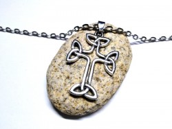Necklace + pendant, Celtic cross with knotworks silver Celtic cross jewel ancient Ireland jewelry Irish christian god