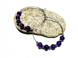 Silver Earrings, Amethyst, lithotherapy jewel natural gemstone yoga meditation spirituality