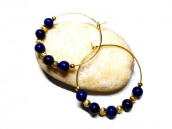 Boucles d'oreilles or Lapis lazuli, bijou lithothérapie idée cadeau pour femme