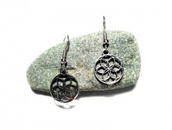 Silver Earrings, Seed of life pendants spirituality jewel sacred geometry flower design jewels bohochic jewelry