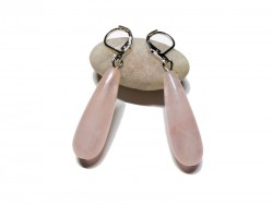 Silver Earrings, Pink Quartz, Gemstone jewel natural gemstone yoga meditation girly boho chic