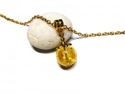 Golden Necklace Citrine pendant lithotherapy jewel natural gemstone yoga meditation boho hippie chic