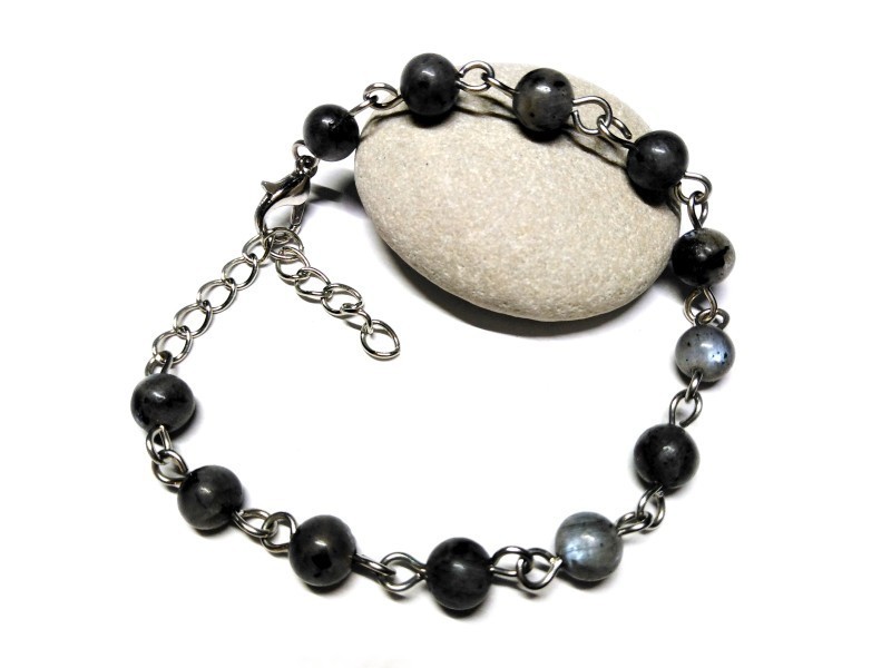 Bracelet argent Labradorite bijou lithothérapie 7ème chakra couronne Sahasrara confiance protection équilibre intérieur