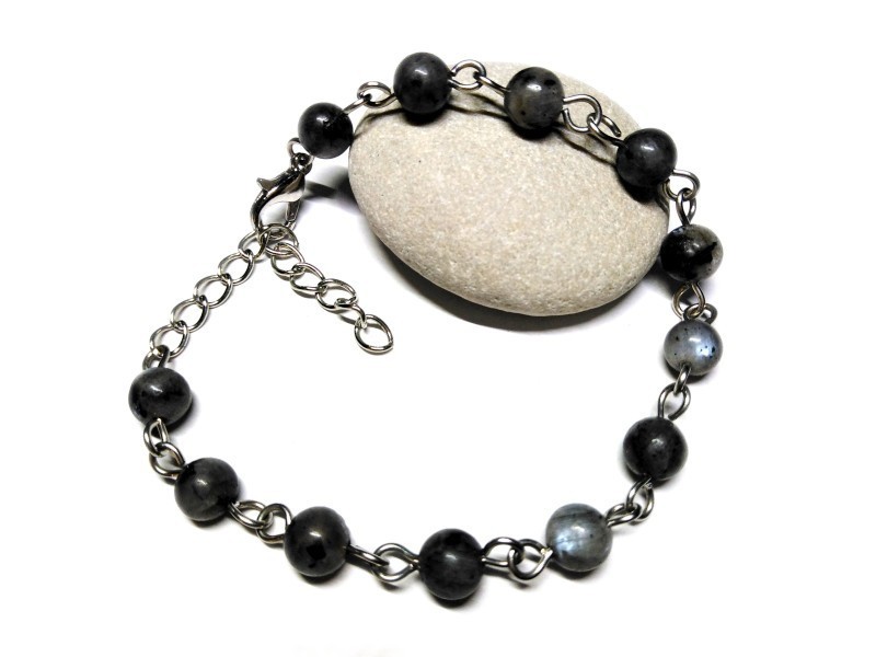 Labradorite Silver Bracelet, lithotherapy jewel yoga meditation boho hippie chic