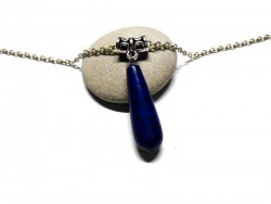 Collier argent pendentif bleu Lapis lazuli bijou lithothérapie 6ème chakra du troisième oeil Ajna clairvoyance intuition