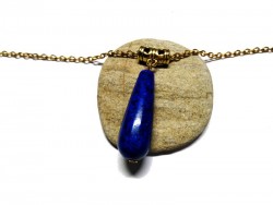 Golden Necklace Lapis lazuli pendant Gemstone jewel natural gemstone yoga meditation boho hippie chic