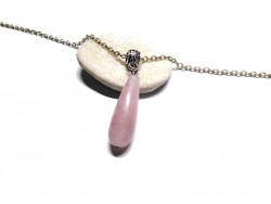 Silver Necklace Pink Quartz pendant Gemstone jewel natural gemstone yoga meditation boho hippie chic