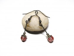 Silver Earrings, Cherry Quartz, Gemstone jewel natural gemstone yoga meditation girly boho hippie chic