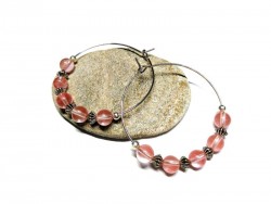 Silver Earrings, Cherry Quartz, lithotherapy girly jewel natural gemstone yoga meditation