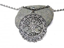 Collier grosse chaîne, pendentif Grand Arbre de vie, métal argent, bijou spiritualité par La Blanche Hermine