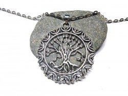 Necklace + pendant, Tree of life silver spirituality jewel meditation zen Bodhimanda