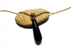 Golden Necklace Obsidian pendant Gemstone jewel natural gemstone yoga meditation boho hippie chic