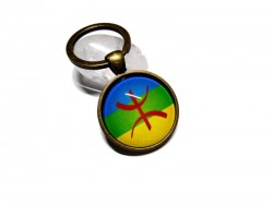 Bronze Key ring, Berber flag jewel accessory Kabylia Tifinagh Kabyle Algeria Morocco Tunisia