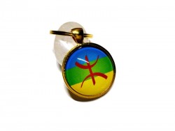 Gold Key ring, Berber flag jewel accessory Kabylia Tifinagh Kabyle Algeria Morocco Tunisia