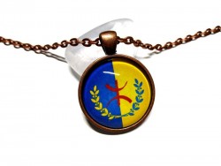 Necklace & Kabyle flag Copper pendant, jewel Kabylia Tifinagh Berber Algeria Morocco Tunisia