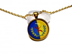 Necklace & Kabyle flag Gold pendant, jewel Kabylia Tifinagh Berber Algeria Morocco Tunisia