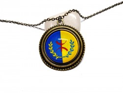 Necklace & Kabyle flag Bronze pendant, jewel Kabylia Tifinagh Berber Algeria Morocco Tunisia
