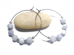 Silver Earrings, Aquamarine, lithotherapy jewel natural gemstone yoga meditation