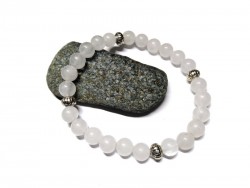 White Chalcedony Bracelet, lithotherapy jewel yoga meditation