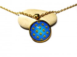 Necklace & France coat of arms Gold pendant, heraldry jewel