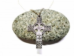 Silver Necklace, silver Celtic cross pendant