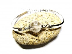 Bracelet argent Cristal de roche bijou lithothérapie chakra couronne Sahasrara purification équilibre harmonie méditation