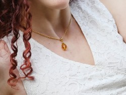 Necklace linkchain Golden Howlite lithotherapy gemstone jewel