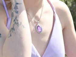 Necklace linkchain Silver Violet Lilac