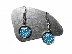 Silver Earrings, Japanese turquoise Kikko pendant