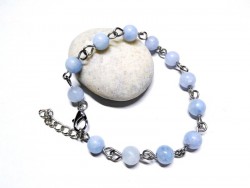 Aquamarine Silver Bracelet, lithotherapy jewel yoga meditation boho hippie chic