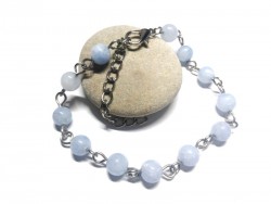Aigue-marine, bijou lithothérapie, idée cadeau pour femme ado fille pour faciliter la communication, perles ø8mm bracelet avec perles 