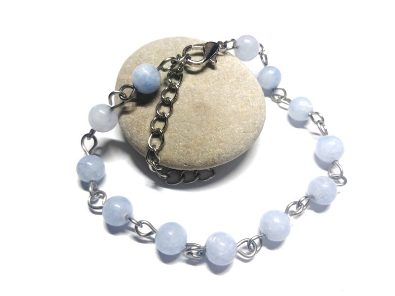 Bracelet argent Aigue-marine bijou lithothérapie 5ème chakra gorge Vishuddha communication calme émotionnel clarté mentale
