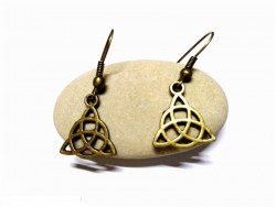 Boucles d'oreilles bronze, pendentifs Noeud trinité bijou celtique triquetra wiccan amulette triquètre celte druidique wicca
