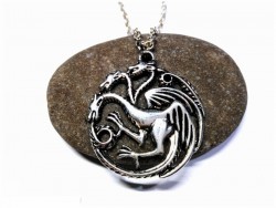 Silver Necklace, Three-headed dragon silver pendant  Game of Thrones Daenerys Targaryen