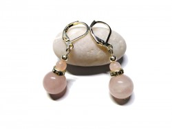 Silver Earrings, Pink Quartz, lithotherapy jewel natural gemstone yoga meditation boho hippie chic