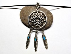 Collier + pendentif Attrape-rêves argent bijou hippie chic bijoux boho bohème ethnique amérindien