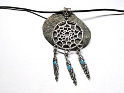 Necklace + pendant, Dreamcatcher silver hippie chic jewel ethnic native american jewelry 70s outfits