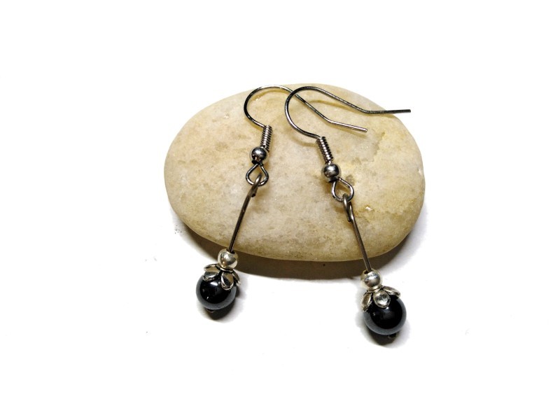 Silver Earrings, Hematite, Gemstone jewel gemstone yoga meditation boho hippie chic