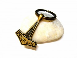 Porte-clés viking Marteau de Thor bronze bijou nordique accessoire cosplay paganisme asatru Mjölnir wicca