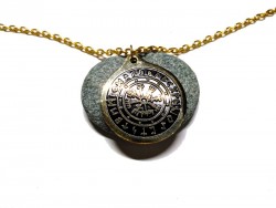 Necklace pendant, Viking Vegvísir and Futhark black & gold Nordic jewel jewels compass rose runes magic staff pagan norse